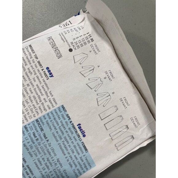 Y2K Butterick 5261 Sewing Pattern Size 12-14-16 Misses Top Skirt Pant Chetta B - Picture 6 of 7